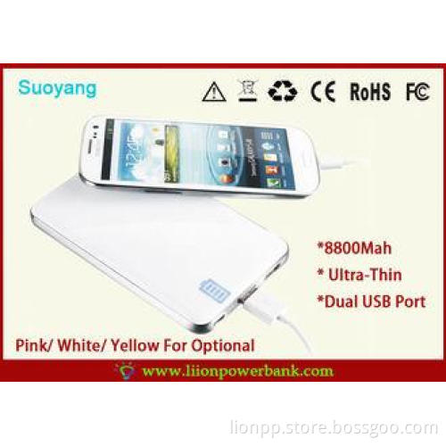 5V 2A High Capacity Ultra Slim Power Bank 8800mAh for MP3